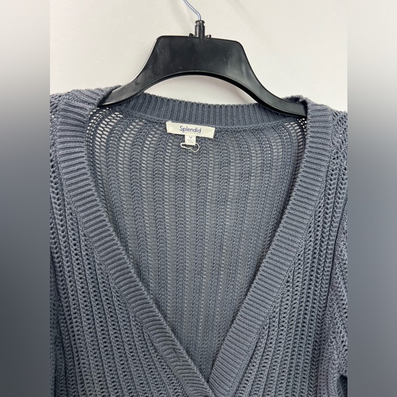 Amalfi Open Stitch Cotton Cardigan, color gray - Picture 3 of 12